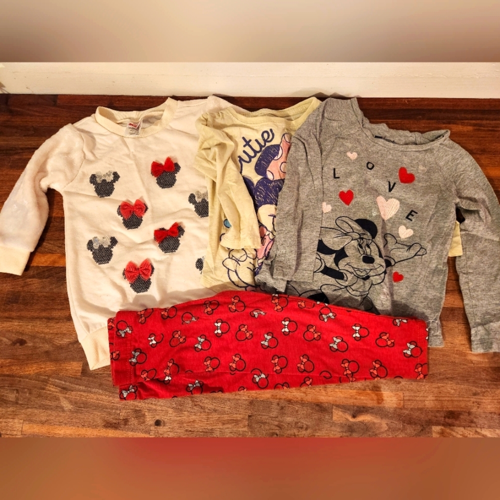 Girls 2T Minnie Mouse Bundle (4 Outfits). Disney. Longsleeve Shirts
